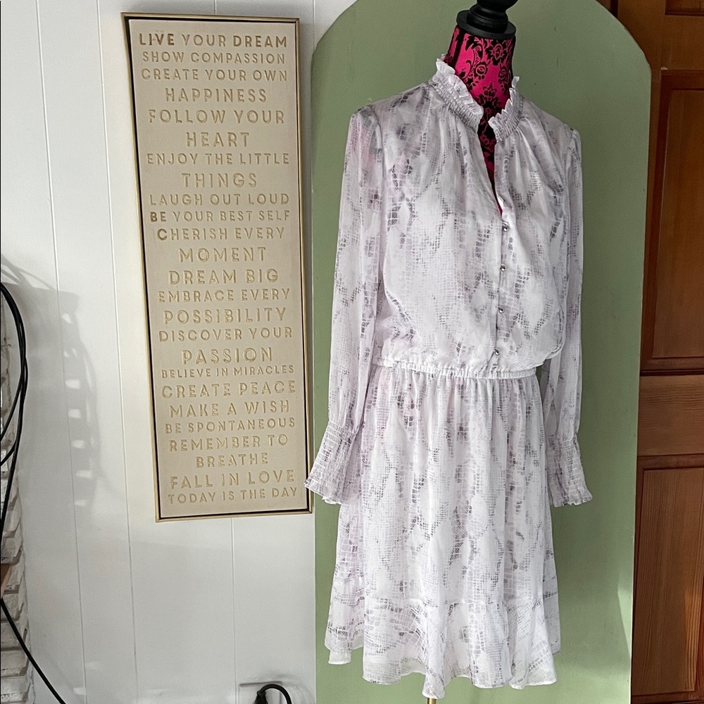 White House Black Market White Long Sleeve Dress